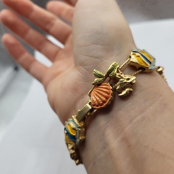 Gold Charm Mermaid Tennis Bracelet - Picture 1 of 6